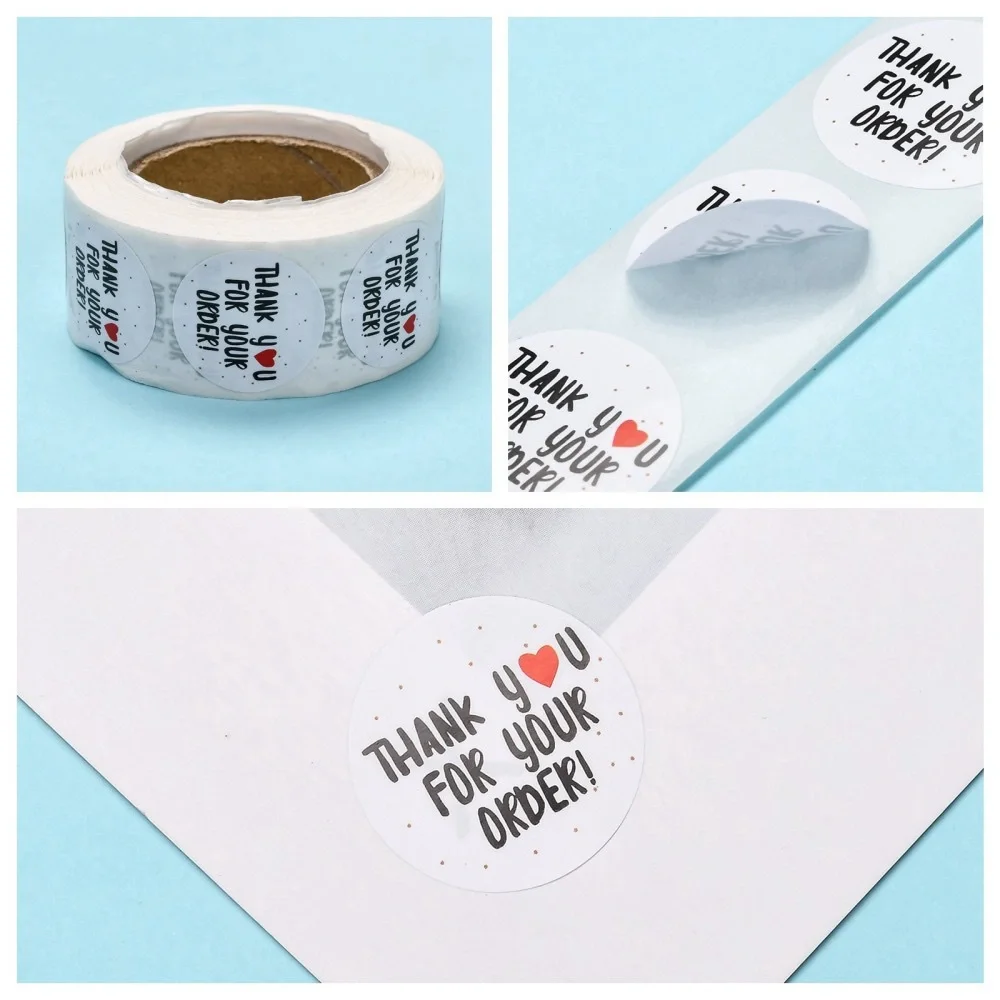 500 Thank You Stickers Roll With Heart